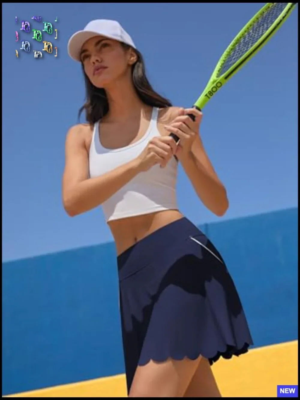 Tennis Skort with Pockets Scalloped Hem High Rise A-Line Athletic Skirt